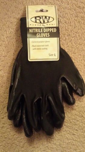 Lot of 3 Black Nitrile Dipped Utility Work Gloves Mens Size Large