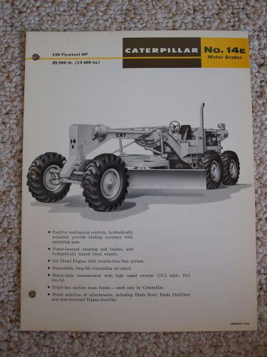 Caterpillar CAT No. 14 E 14E Motor Grader Brochure, original &#039;66, 4 pg. MINT