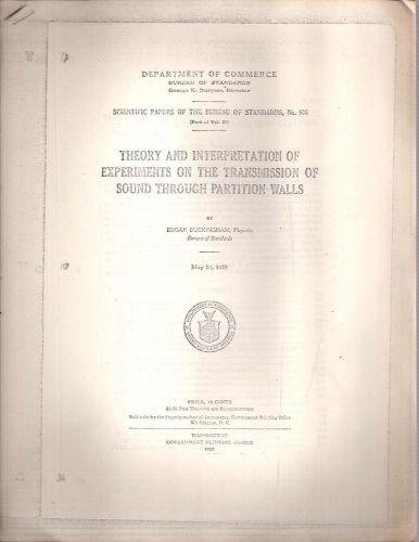 Theory and interpretation of experiments on the transmission of sound through...