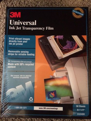 3M Universal Inkjet Transparency Film New Sealed Package 50 Sheets 8 1/2&#034; x 11&#034;