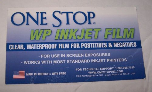 NEW One Stop Waterproof Inkjet Film 13&#034; x 19&#034; - 200 Sheets