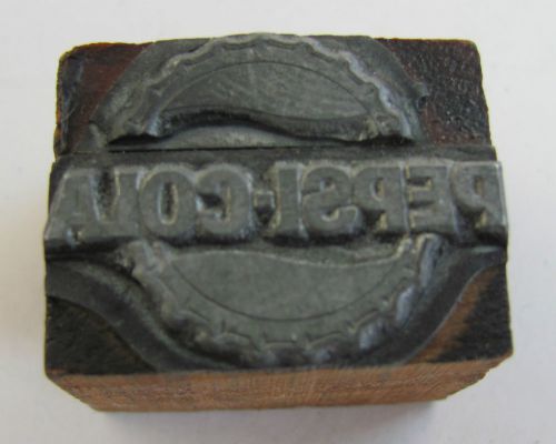 Antique Letterpress Printer Block Printing Type PEPSI COLA Bottle Cap 1 3/16&#034; W