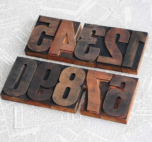 0-9 numbers letterpress wood printing blocks wooden letters printer antique chic