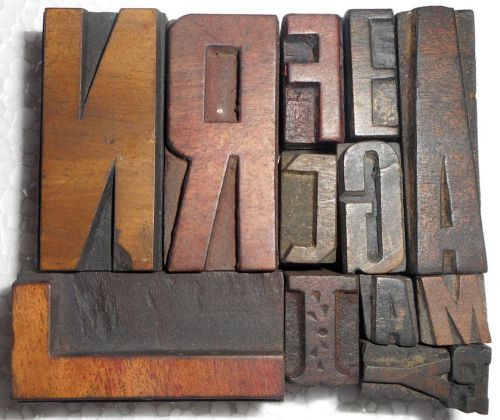 Vintage Letterpress Letter Wood Type Printers Block Lot Of 13 Collection.B822