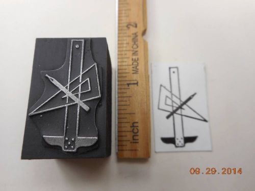 Printing Letterpress Printers Block, Draftsman&#039;s Tools, T Square &amp; Triangle