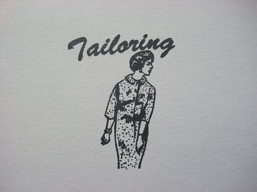 Letterpress printers cut &#034;TAILORING&#034; Dress Modeling,1960&#039;s,Alterations,Elegant!