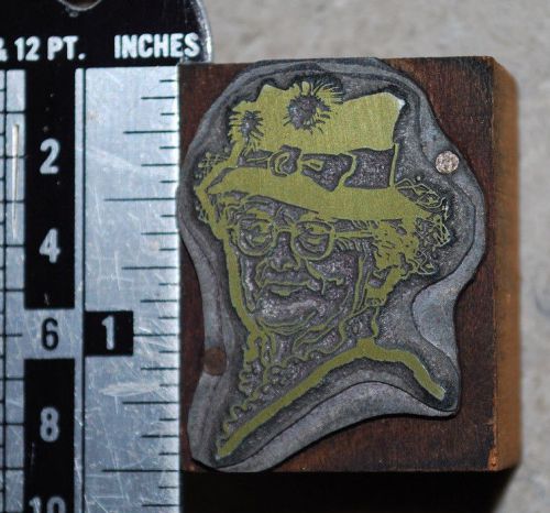 Vintage Letterpress Printer&#039;s Block Woman in Hat