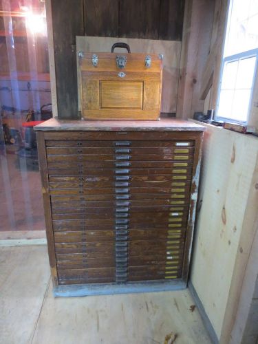 Hamilton type cabinet filled with wood type, letterpress for sale