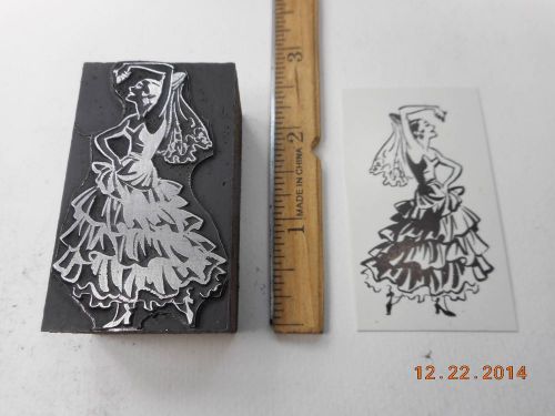Letterpress Printing Printers Block, Spanish Flamenco Dancing Woman