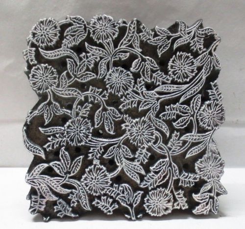 INDIAN WOODEN HAND CARVED TEXTILE PRINTING FABRIC BLOCK STAMP VERY FINE CARVING