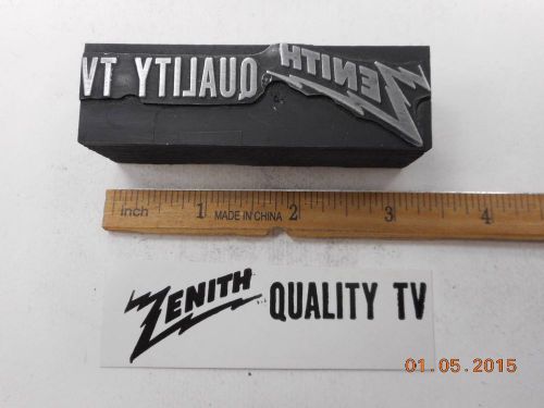 Letterpress Printing Printers Block, Zenith Quality TV Emblem