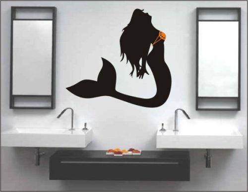 2X Fish Girl Figure Wall Vinyl Stickers Bedroom, Drawing Room, Office Decor154