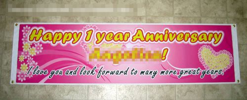 1.6ftX6ft Personalized Happy Anniversary (Birthday) Banner with Your Text