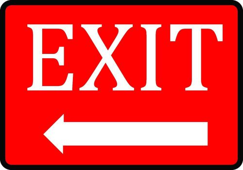 Black Red &amp; White Exit Signs With Arrow Pointing Left Business Company Plaque