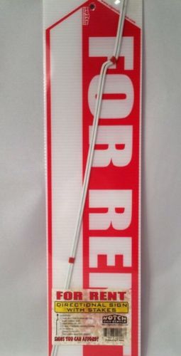 FOR RENT SIGN 2 Sided BIG RED ARROW 18&#034; X 4.75&#034; 2 Stakes Real Estate NEW