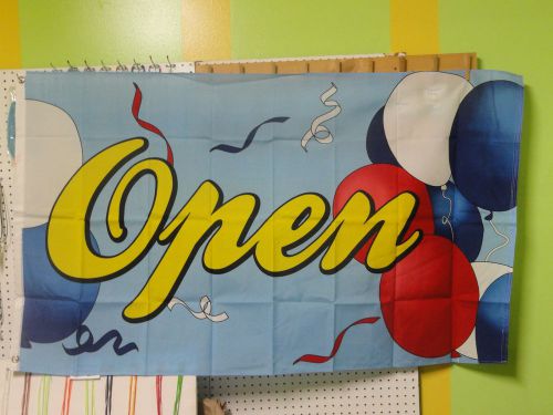 Open Flag, Blue with balloons 3x5 polyester