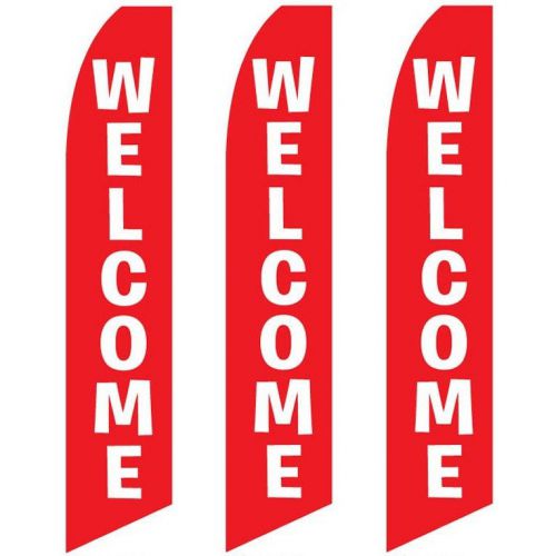 Swooper Flag 3 Pack Welcome Red With White Text