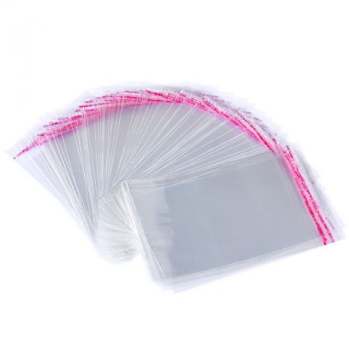 100pcs clear self adhesive seal plastic bags 20cmx13cm (usable space 17x13cm) for sale