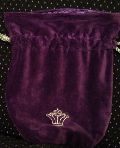 Velvet drawstring bag with crown for sale
