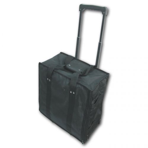 Rolling jewelry case black canvas w/ pull out handle wheels display hold trays for sale