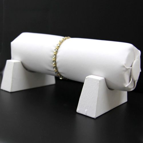 Bangle or Bracelet Display Stand White Faux Leather