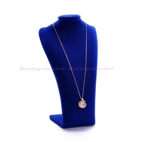 Noble Necklace Jewelry Front Mini Velvet Display Model Blue Bust Showcase Stand