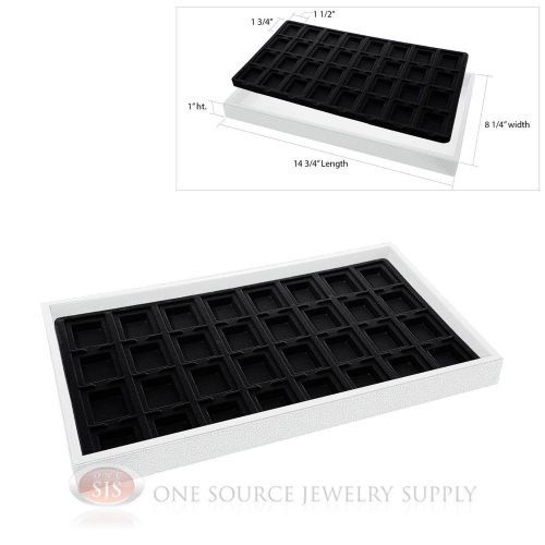 White Plastic Display Tray Black 32 Compartment Liner Insert Organizer Storage