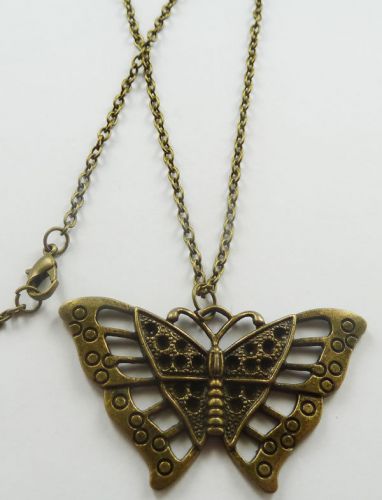 Lots of 10pcs bronze plated butterfly Costume Necklaces pendant 656mm