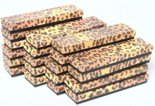 Lot of 12 leopard printed cotton filled boxes jewelry gift boxes watch boxes 8x2 for sale