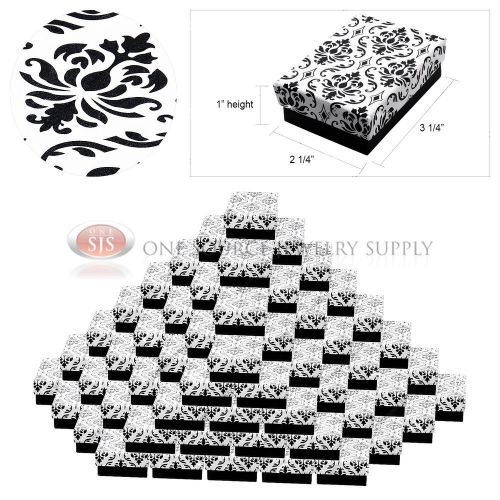 100 damask print gift jewelry cotton filled boxes 3 1/4&#034; x 2 1/4&#034; x 1&#034; bracelets for sale