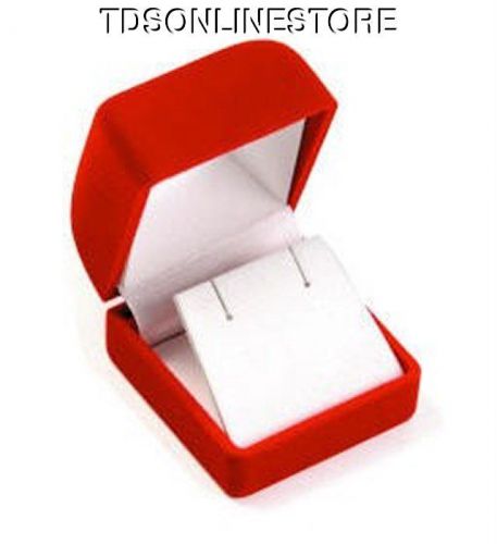 WHOLESALE LOT OF 12 SQUARE FLOCKED EARRING BOXES RED