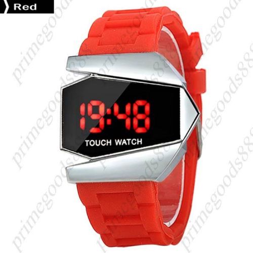 Sport Touch Screen Digital LED Wrist Wristwatch Silicone Band Sports In Red