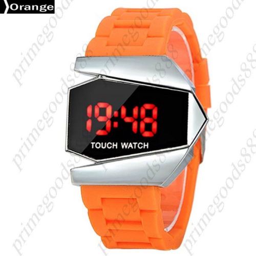 Sport Touch Screen Digital LED Wrist Wristwatch Silicone Band Sports In Orange