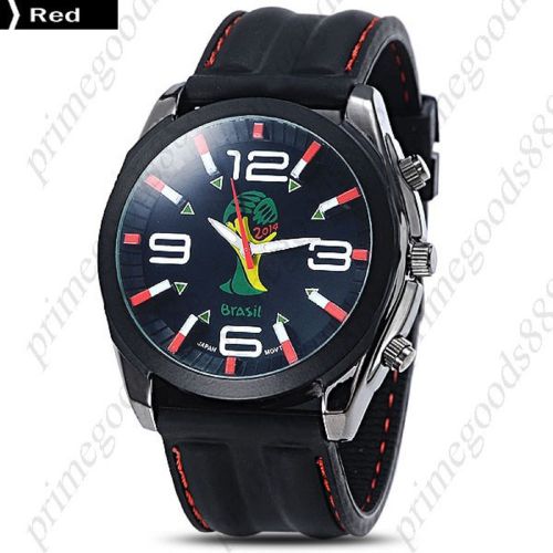 Brazilian World Cup 2014 Brazil Silica Gel Wristwatch Quartz Analog Men&#039;s Red