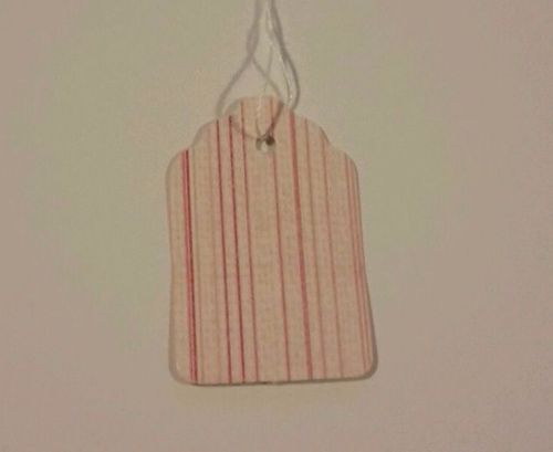 100 1 x 1 5/8&#034; Candy Striped print price tags with string