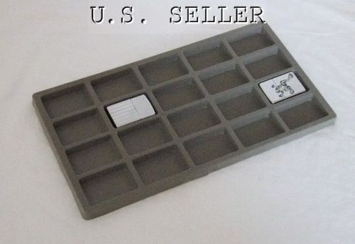 Lot of 6 flocked 20 compartment insert 14 x 7 1/2 gray for sale