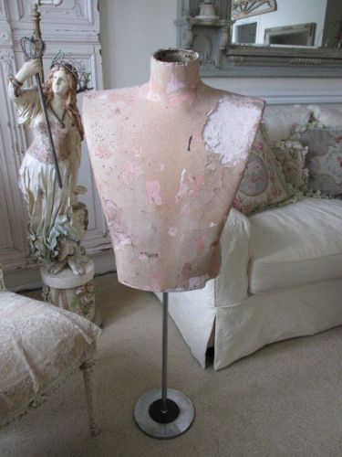 SHABBY Old Vintage MANNEQUIN MAN Torso DRESS FORM on Stand GREAT LOOK!
