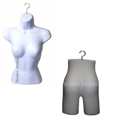 Combo 2 white mannequin female body torso dress form women butt display clothing for sale