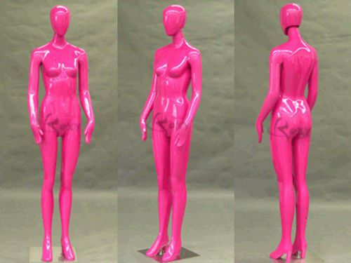 Female Fiberglass Egg Head Pink Color Mannequin Dress Form Display #MD-HF61PK