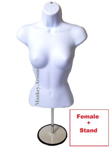 White Female Mannequin Torso Body Dress Form + Stand Display Women Clothing NEW
