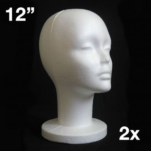 2x Styrofoam Foam Mannequin Manikin Head Wig Display Hat Glasses Holder Stand
