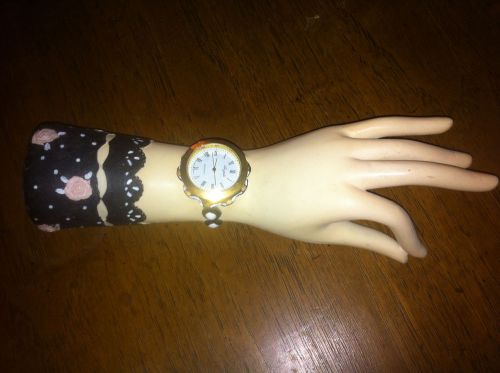 Hand mannequin painted black &amp; pink w watch decorative tall standing or lay flat