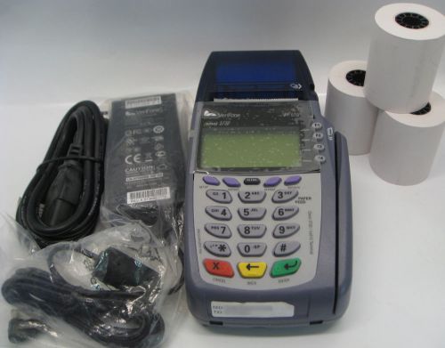 Verifone Omni 3730 Credit Card Charge Terminal Vx510 w/ Power Adapter 4 Rolls
