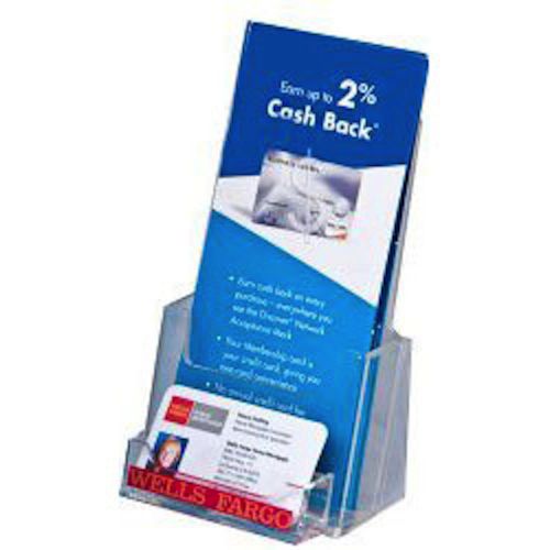 4x9 Tri-Fold Clear Brochure Holder with business card Lot of 60 DS-LHF-P100-60