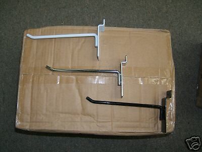 4 inch slatwall hooks availabel in w/ch/b 100 *new* for sale