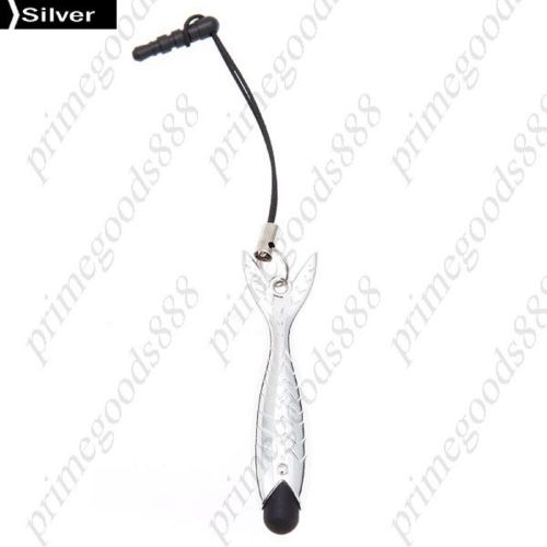 Fish Pattern Touch Capacitive Stylus Pen Smart Phone Fishing Cell in Silver