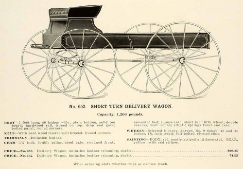 1912 ad antique short turn delivery wagon no. 652 farm equipment farming lac2 for sale