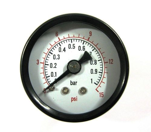 40mm Pressure Gauge Rear Entry 0-15 PSI / 0-1 BAR AIR AND OIL