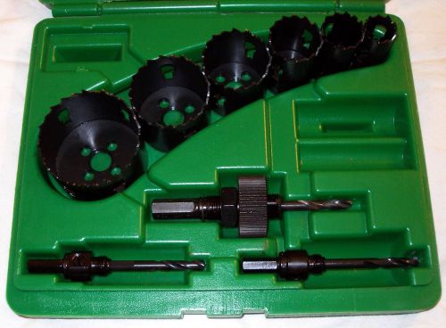 Greenlee no. 830 bi-metal 9 pc electricians’ hole saw set – sizes 7/8&#034; to 2-1/2&#034; for sale