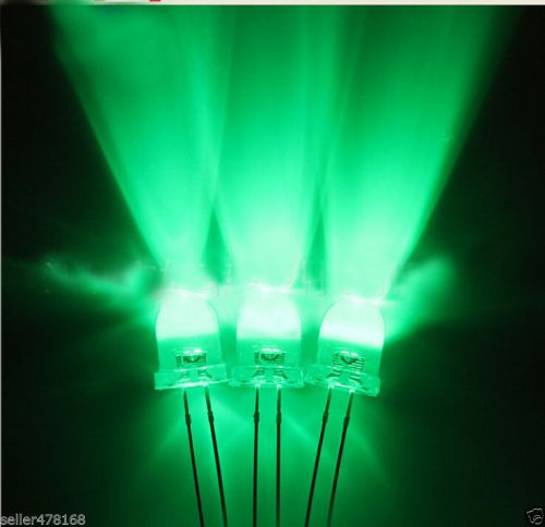 500PCS Transparent 2-pin DC LED ? 8mm Green LEDs Light Lamp beads Ultra Bright